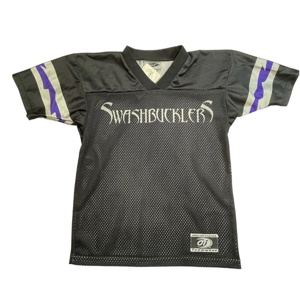 OT SPORTS "Swashbucklers" Team Jerseys Youth Small 6-7 Black V-Neck Football NWT